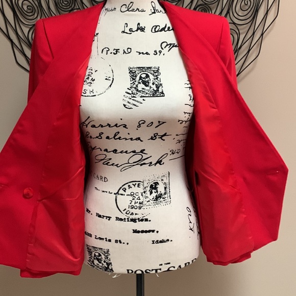 ♥️Classic 80’s Vintage Sasson V Shape Suite Jacket Size Medium Petite - Picture 4 of 9